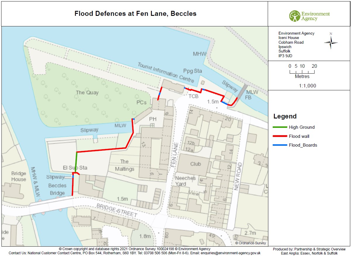 Flood Defences At Fen Lane Map 