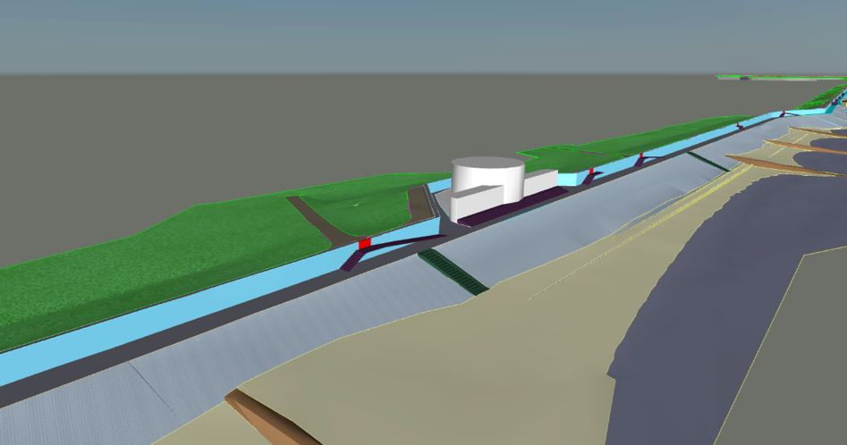 Illustration of the existing angle of the revetment 