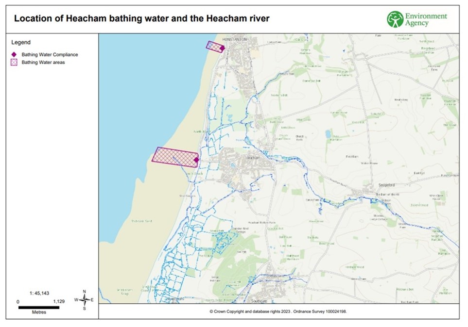 Map of Heacham bathing waters