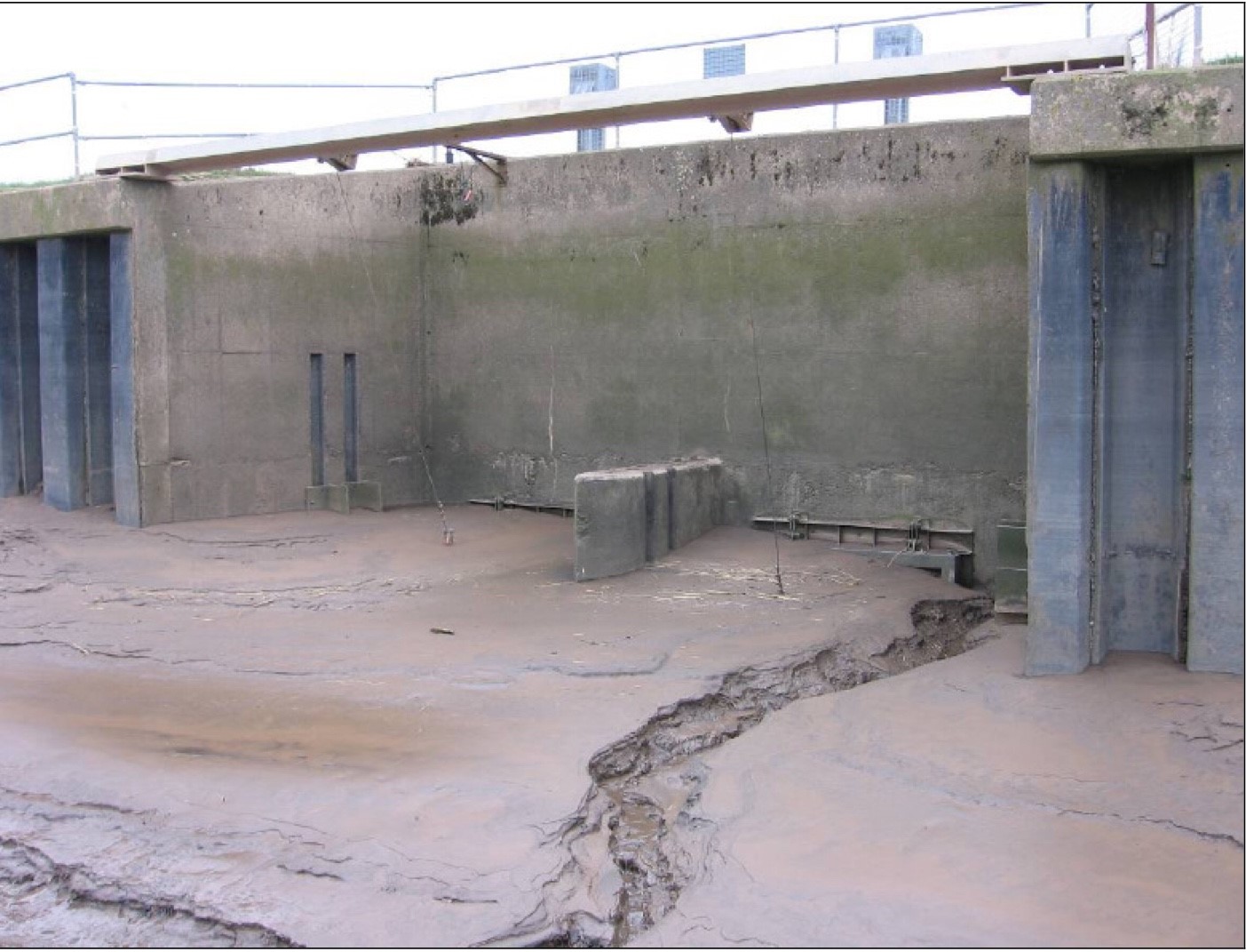 An image showing the outfalls to the river trent completely blocked with silt.