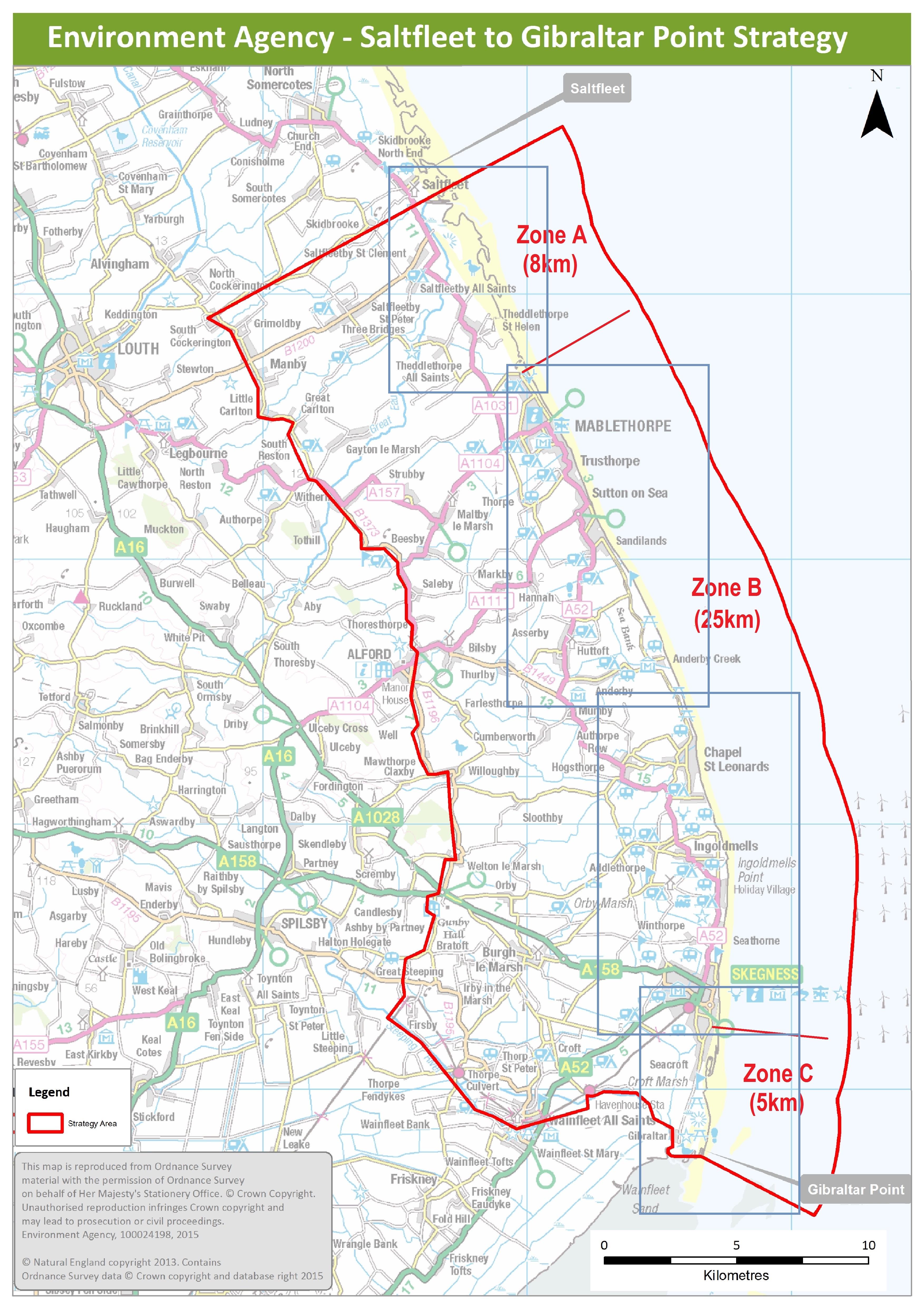 Map of the Lincolnshire coast between Saltfleet and Gibraltar Point 