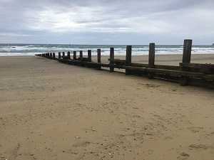 Photo showing Yaverland timber groyne
