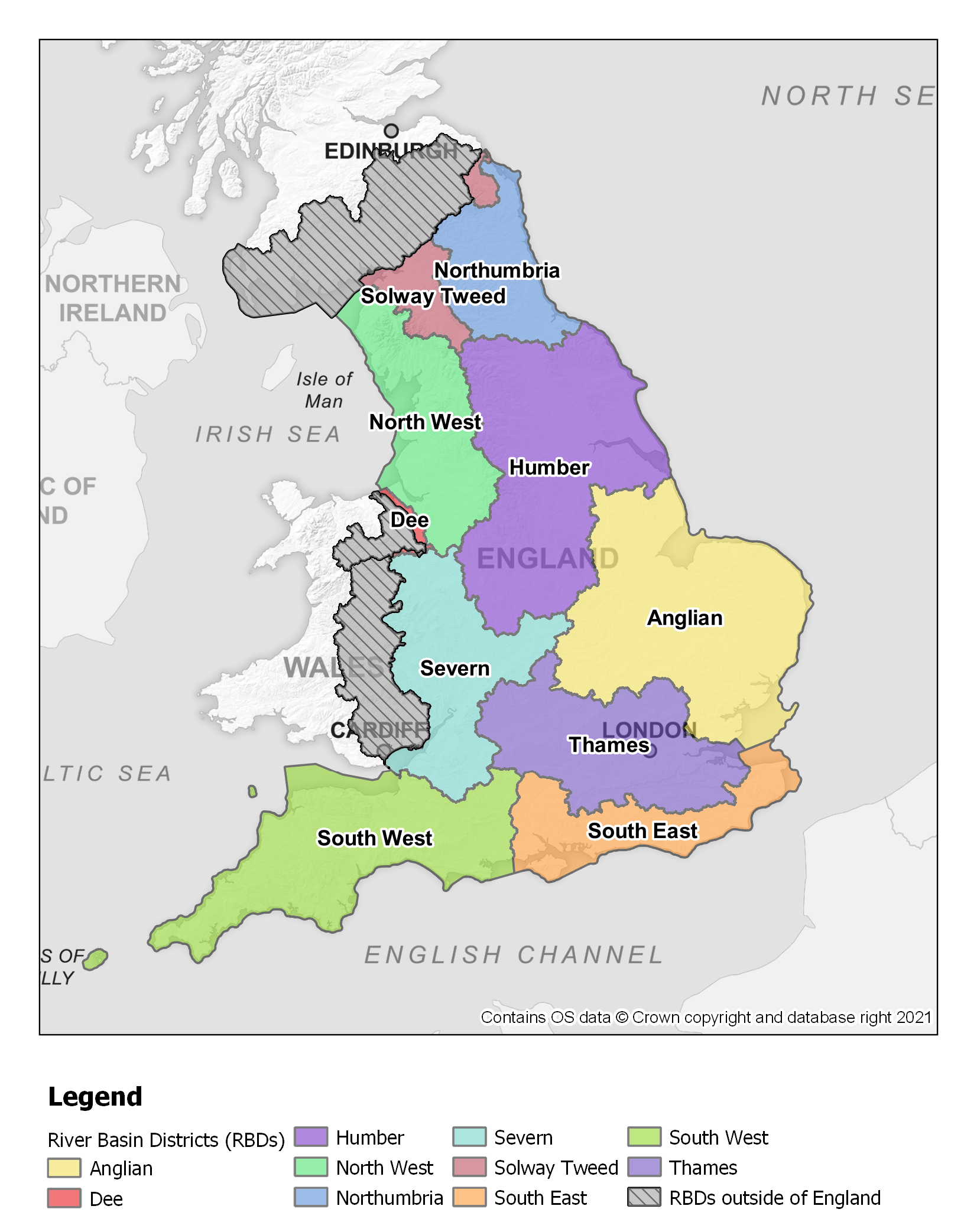 Map showing the 10 River Basin Districts in England