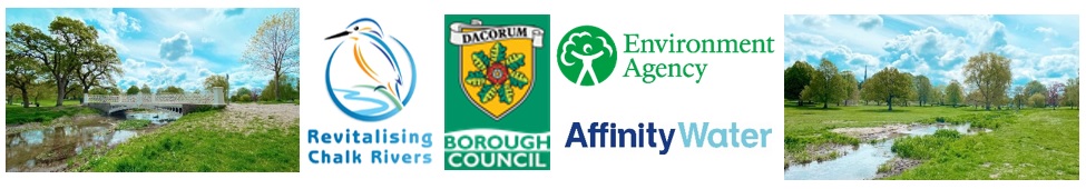 Environment Agency, Dacorum Borough Council, Affinity Water and Revitalising Chalk Rivers logos