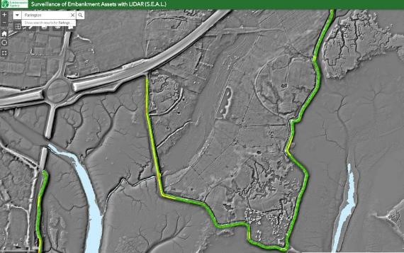 Lidar image of Farlington Marshes revealing evidence of historic works