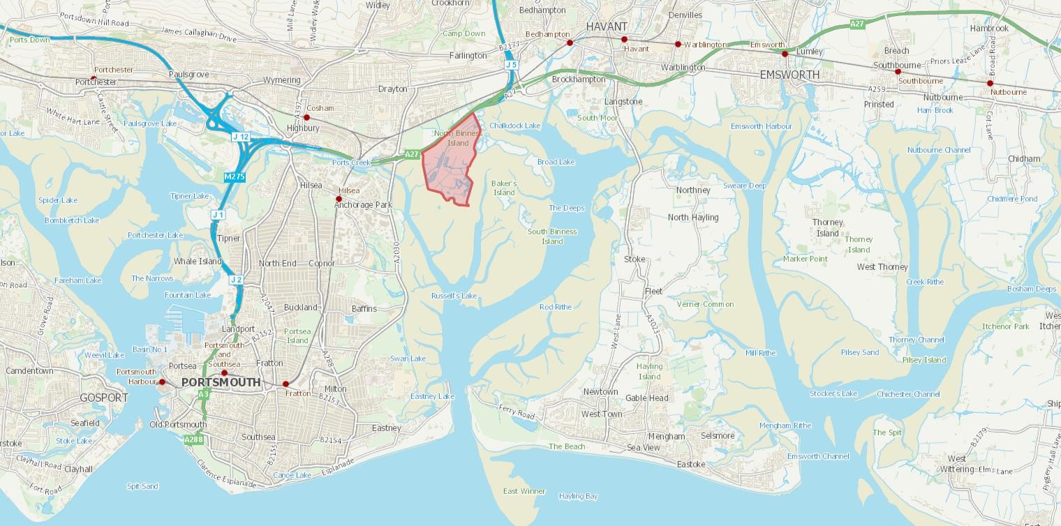 Location map of Farlington Marshes