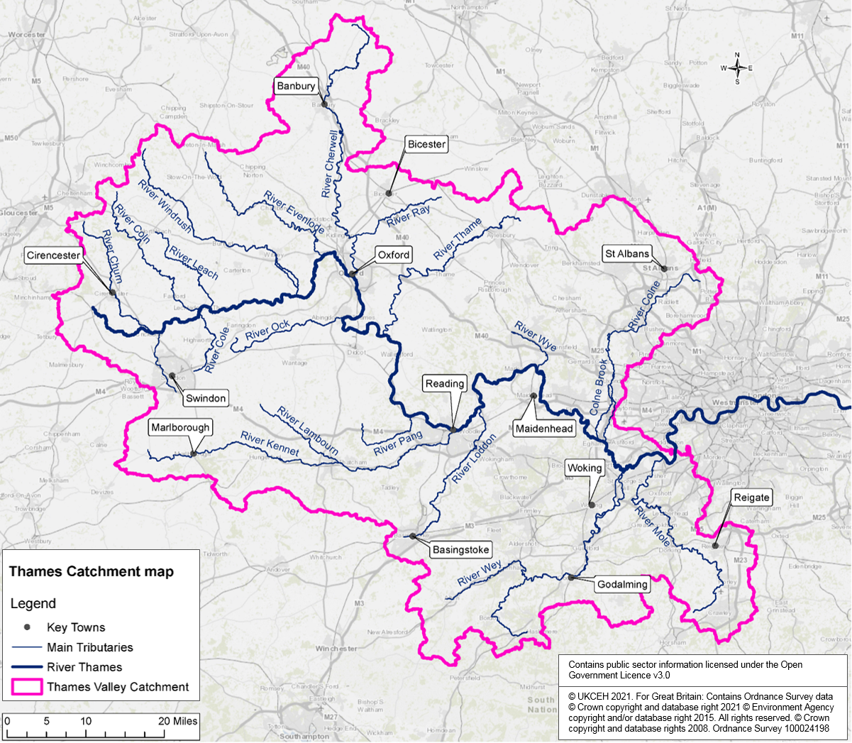 Thames Valley catchment map