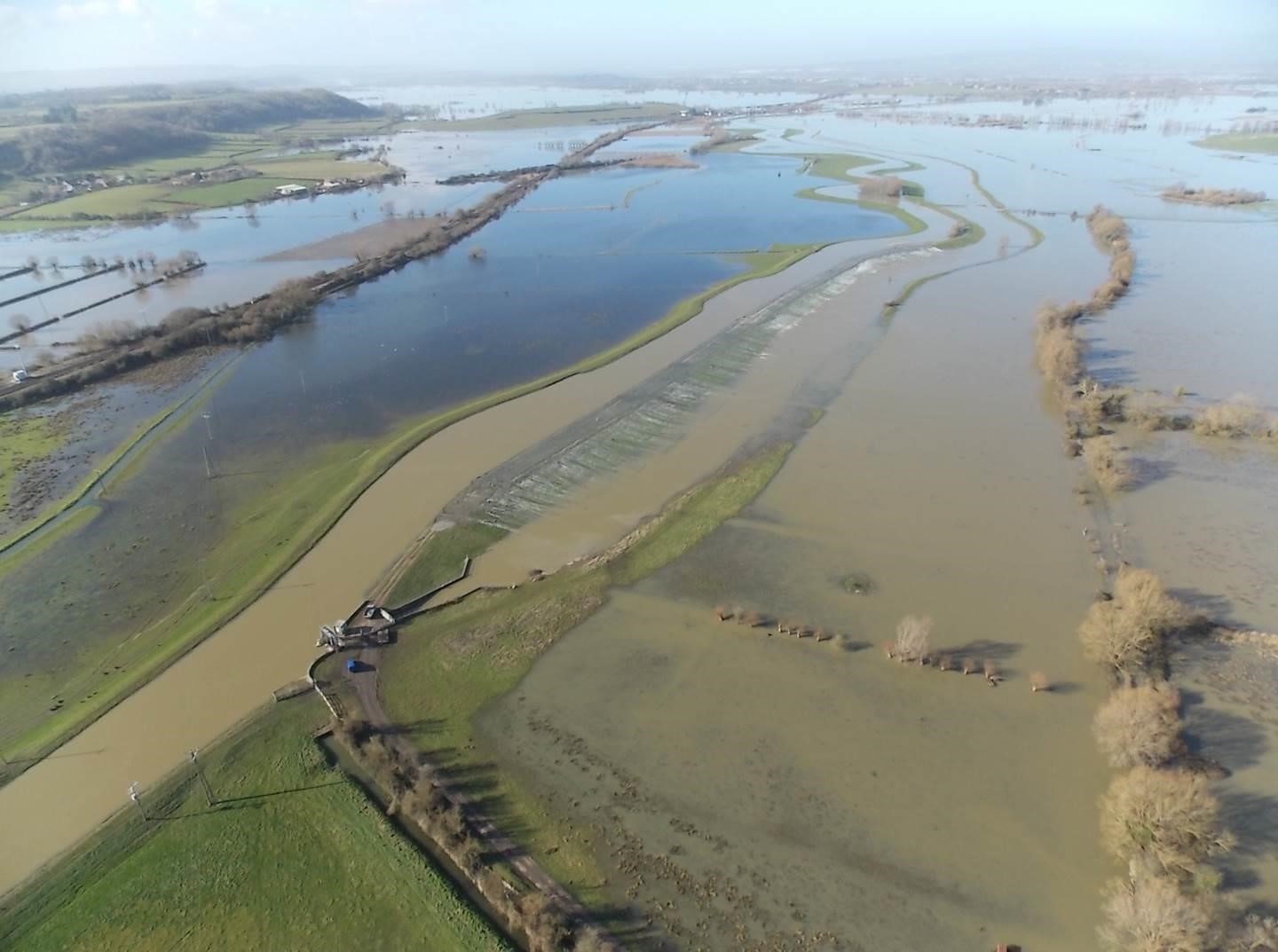 A view of the Somerset Levels and Moors during a flood event