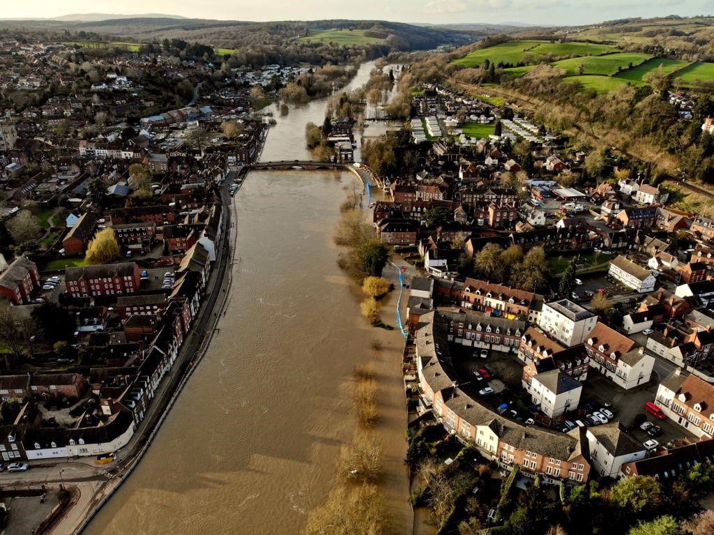 View of Bewdley during flooding of 2021