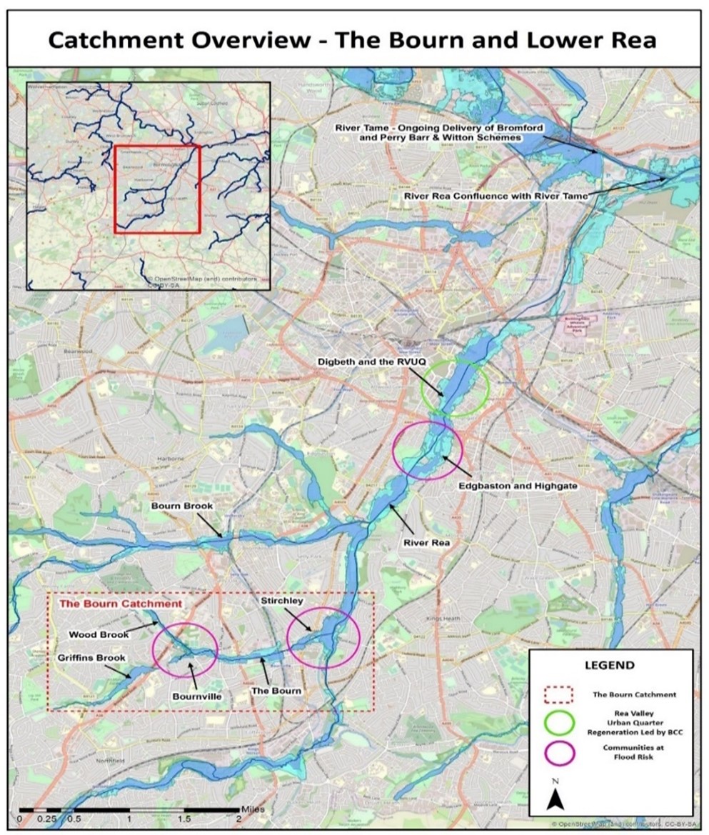 Catchment overview of the Bourne and lower Rea