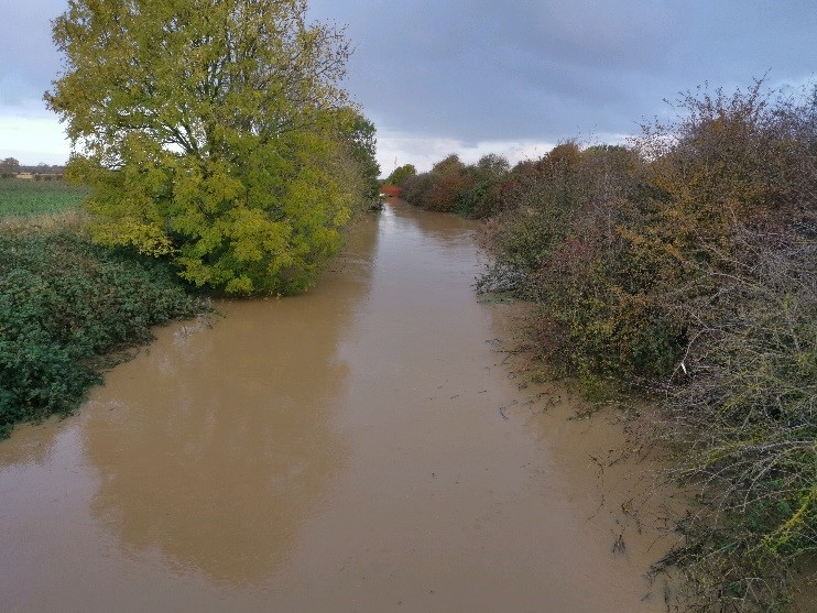 Flood water in Holderness Drain - November 2019
