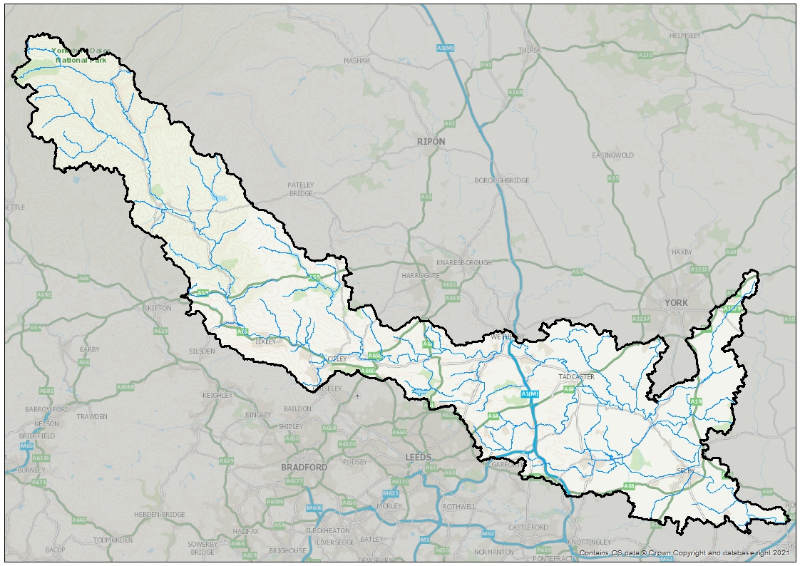 Map of the River Wharfe catchment