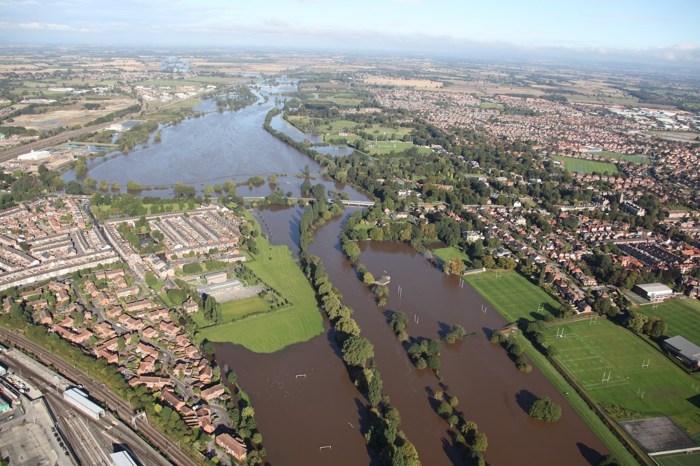 A birds-eye view of Clifton Ings during the September 2012 flooding